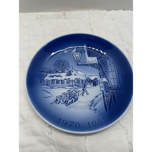 Vintage Desiree Denmark Old Copenhagen Blue 1970-1980 Christmas Plate 9"
